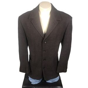 Men's Milano Uomo Brown 100% Virgin Wool Blazer 44R Lightweight Sport Coat